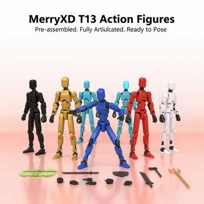 MerryXD 6 Pack Assembly Completed T13 Action Figure,Titan 13 Action Figure Dummy 13 Action Figure Lucky 13 Action Figure 3D Printed Multi-Jointed Movable, Nova 13 Action Figure Toy